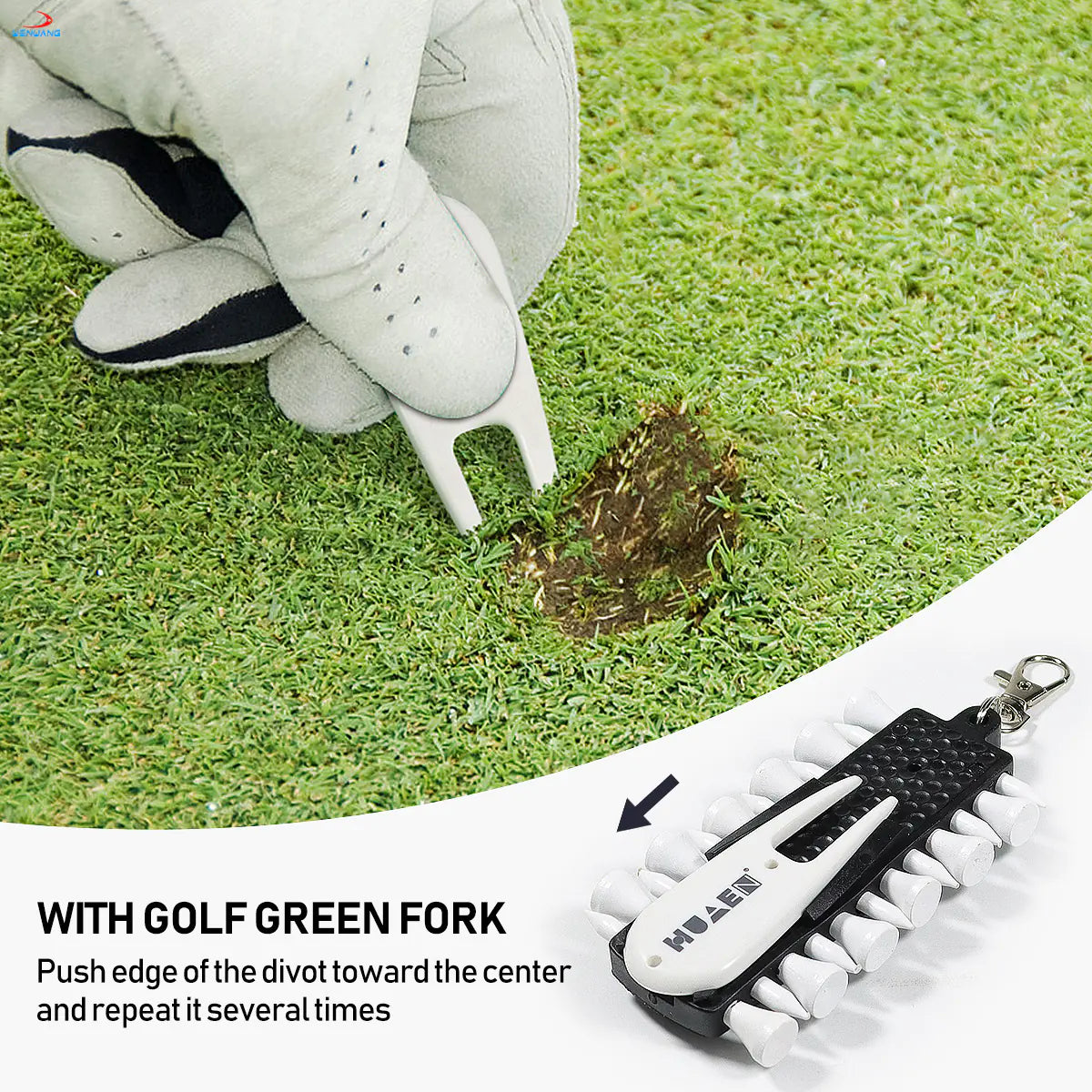 Golf Tee Holder Set with Divot Fork & Ball Markers