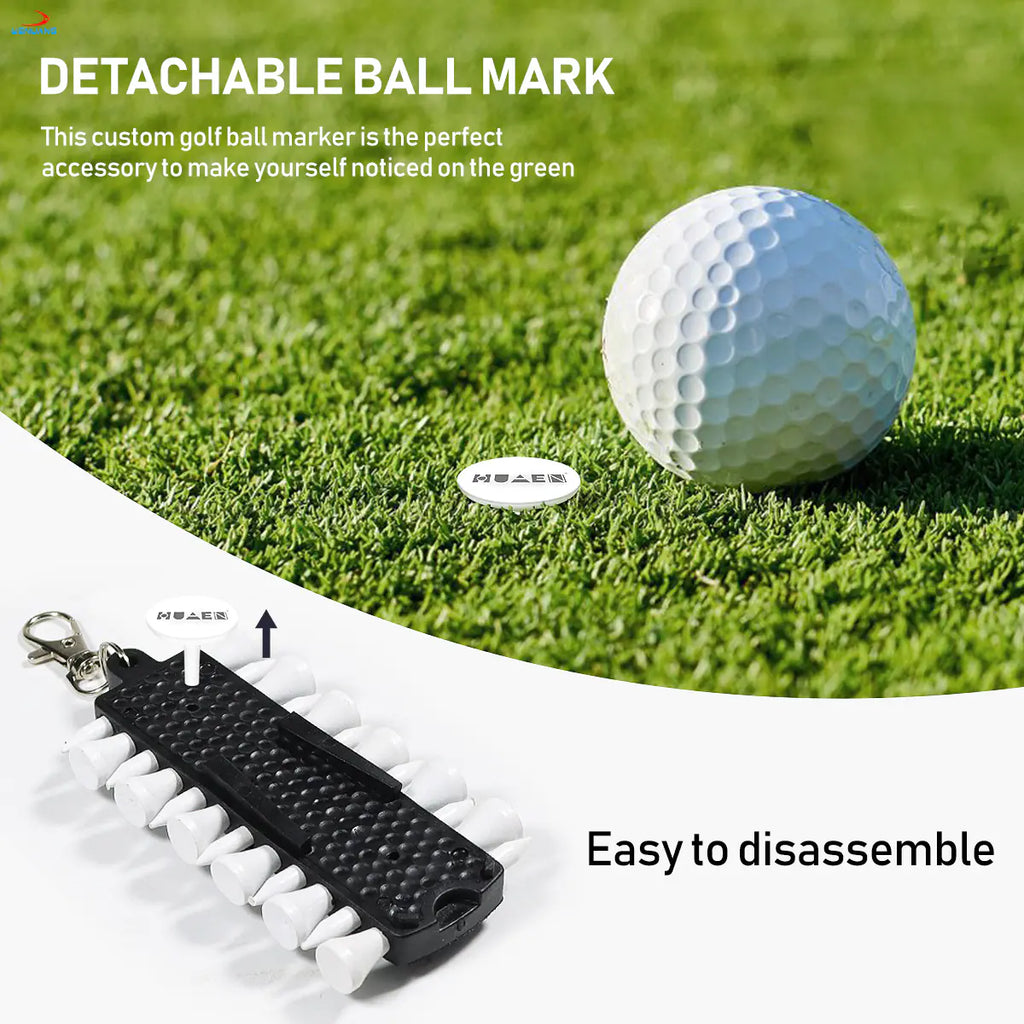 Golf Tee Holder Set with Divot Fork & Ball Markers