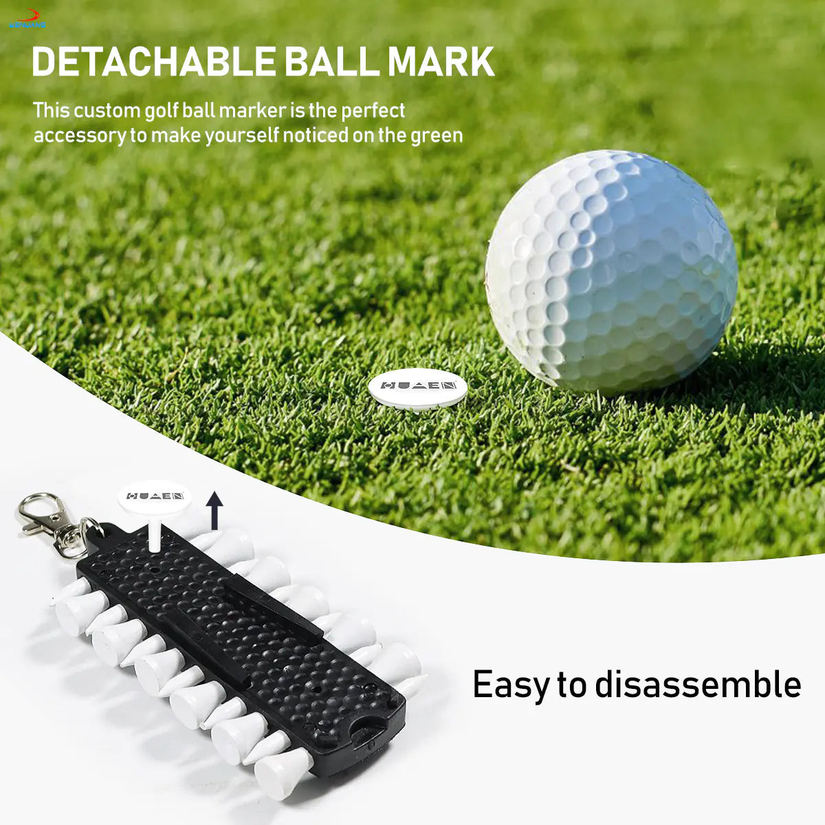 Golf Tee Holder Set with Divot Fork & Ball Markers