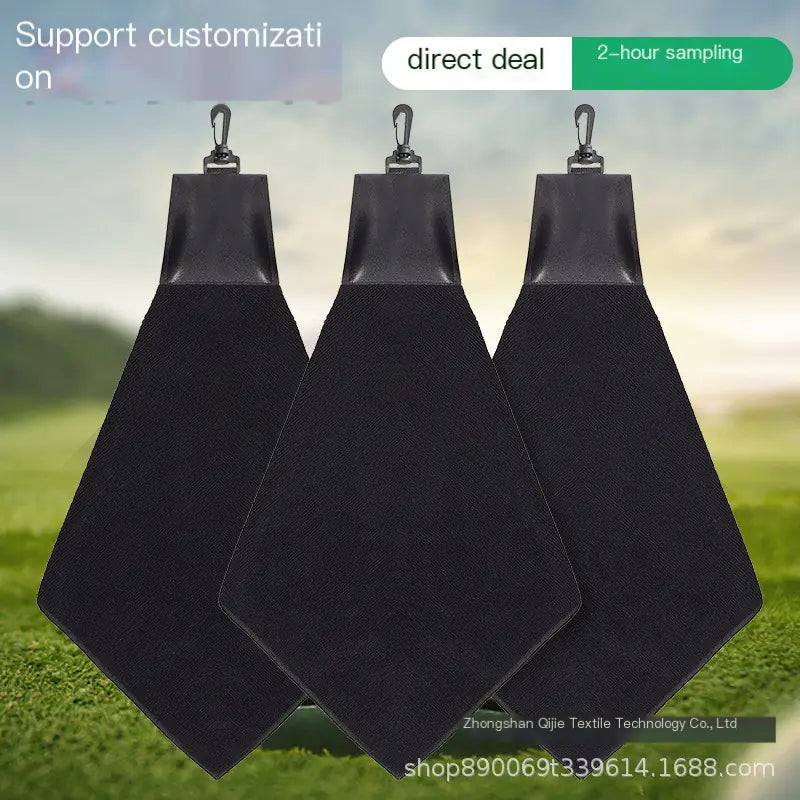 Waffle-weave microfiber golf towel with clip