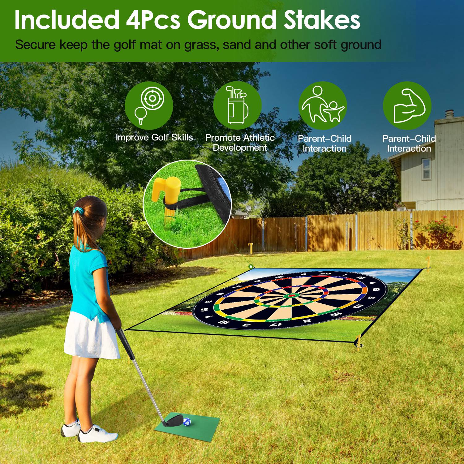 Ground stakes and hanging hooks