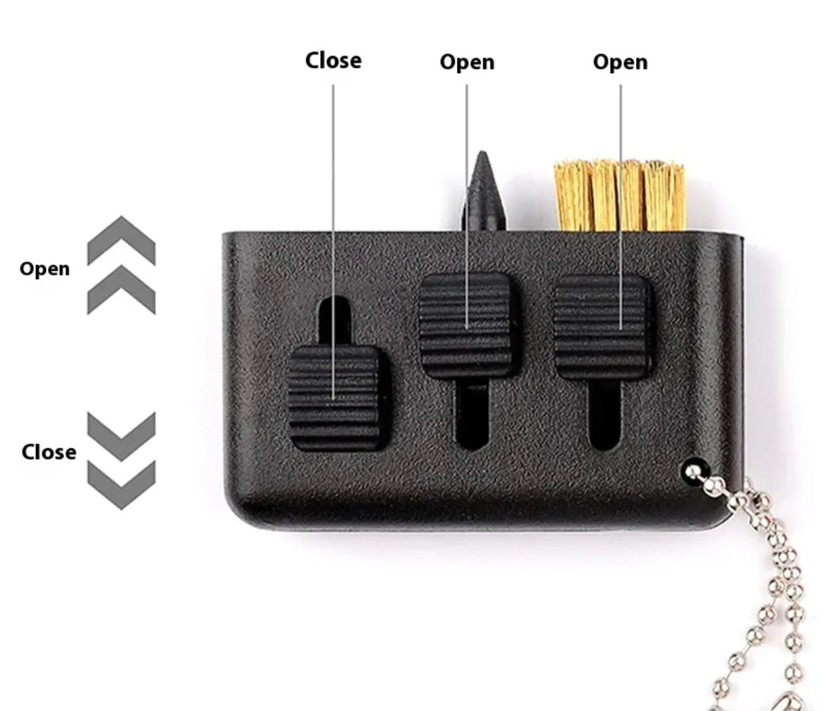 Dual-Bristle Golf Club Groove Brush with Bag Clip